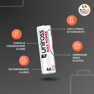 Uniross Max Power Alkaline LR6 Stilo AA 1,5V Pile Alcaline