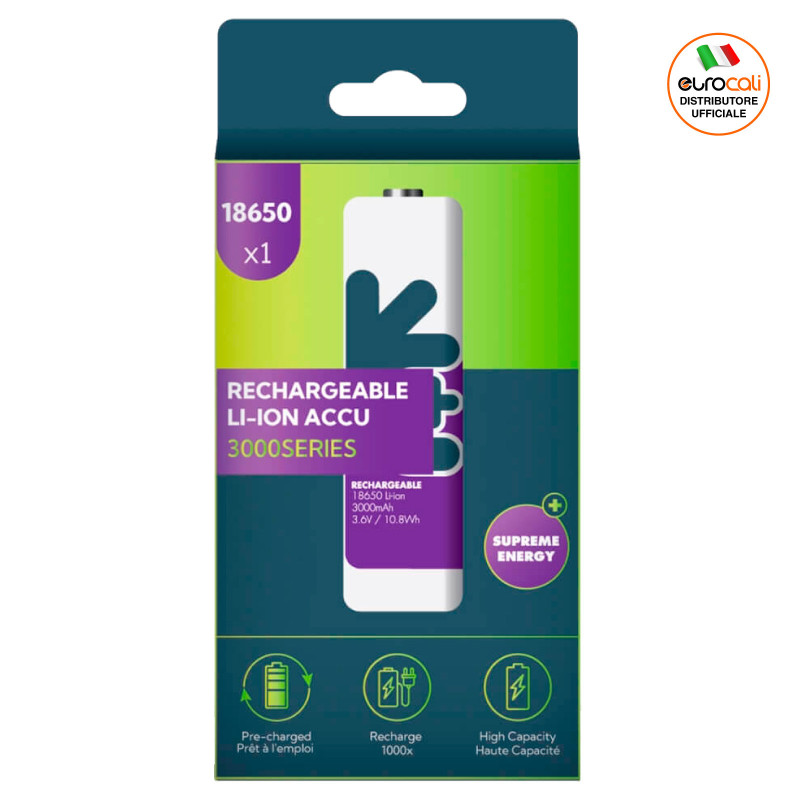 Uniross 3000 Series Pila Ricaricabile 18650 Ioni di Litio