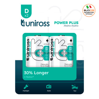 Uniross Power Plus Pile Alcaline Torcia D LR20 Blister 2 Batterie