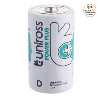 Uniross Power Plus Pile Alcaline Torcia D LR20 Blister 2 Batterie
