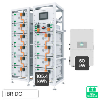 V-Tac Kit 10 Batterie BMS Stack LiFePO4 105kWh + Inverter Deye 50kW SKU 12298