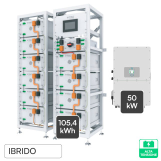 V-Tac Kit 10 Batterie BMS Stack LiFePO4 105kWh + Inverter Deye 50kW SKU 12298