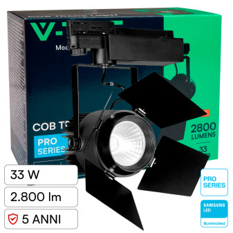 VT-433 Faretto LED da Binario 33W Track Light COB Chip Samsung V-Tac