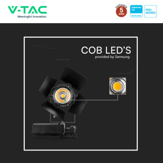 VT-433 Faretto LED da Binario 33W Track Light COB Chip Samsung V-Tac