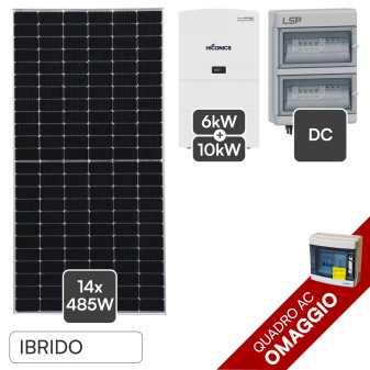 14 Pannelli Solari + Inverter Monofase 6kW + Accumulo + Quadri DC/AC