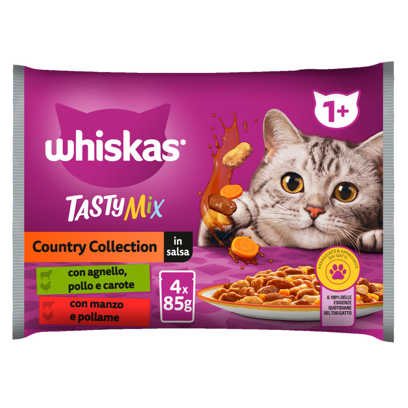 Cibo per Gatti Agnello Pollo Carote Manzo Pollame Whiskas