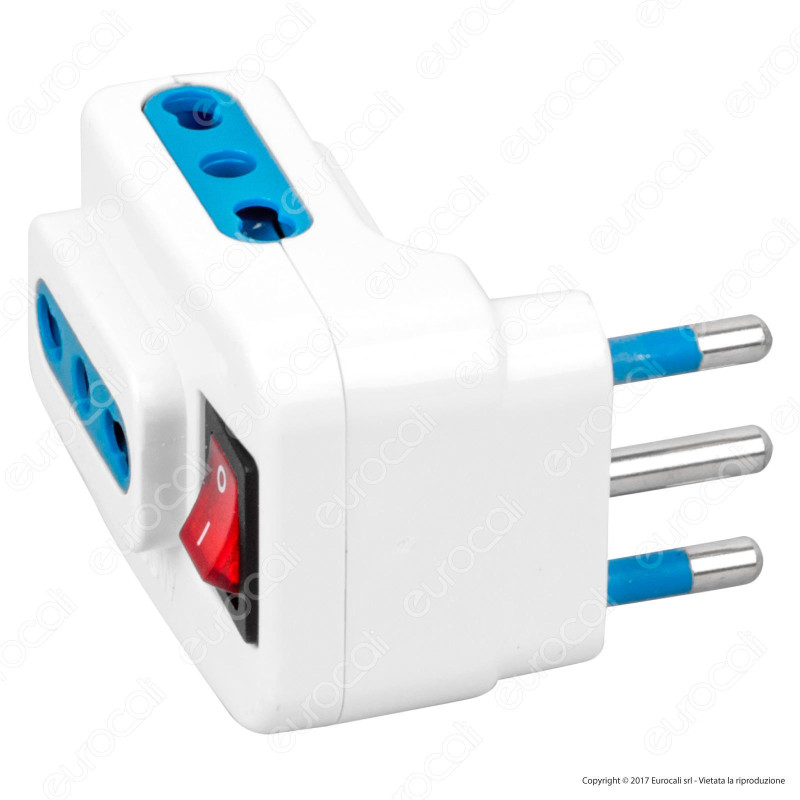 Life Adattatore Triplo Colore Bianco con Interruttore - mod.
