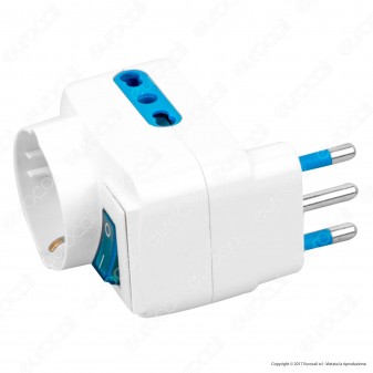Life Adattatore Triplo con Schuko Colore Bianco con Interruttore -