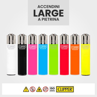 Clipper Large Accendino a Pietrina Solid Branded 48 Accendini