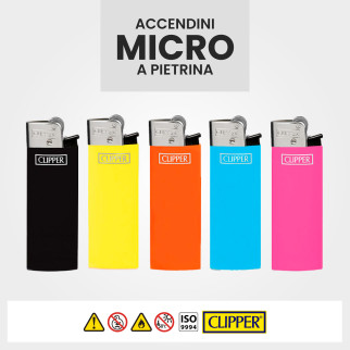 Clipper Micro Accendino a Pietrina Fluo Solid 50 Accendini