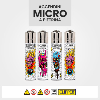 Clipper Micro Accendino A Pietrina Skull Corpz 4 Accendini