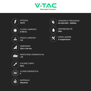 V-Tac VT-91101 Lampada Industriale 100W - SKU 10035 / 10040