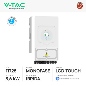 Inverter Ibrido 3.6kW Monofase IP65 Pannelli Solari V-Tac