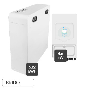 Kit Inverter 3,6kW Monofase LCD CEI 0-21 + Batteria LiFePO4 5.12kWh