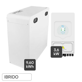 Kit Inverter 3,6kW Monofase LCD CEI 0-21 + Batteria LiFePO4 9.60kWh