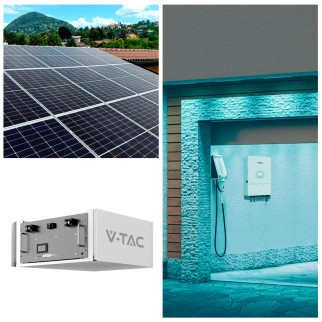 Set 9 Pannelli Fotovoltaici + Inverter 3,6kW + Batteria 9,60kWh V-Tac