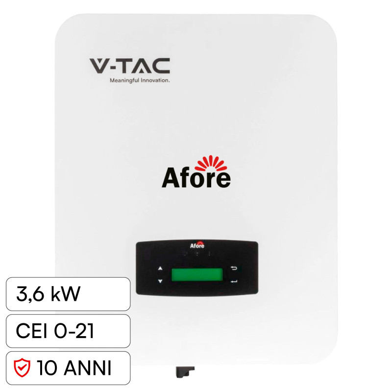 V-Tac Inverter Monofase Ibrido On-Grid / Off-Grid 3,6kW IP65 CEI 0-21