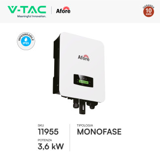 V-Tac Inverter Monofase Ibrido On-Grid / Off-Grid 3,6kW IP65 CEI 0-21