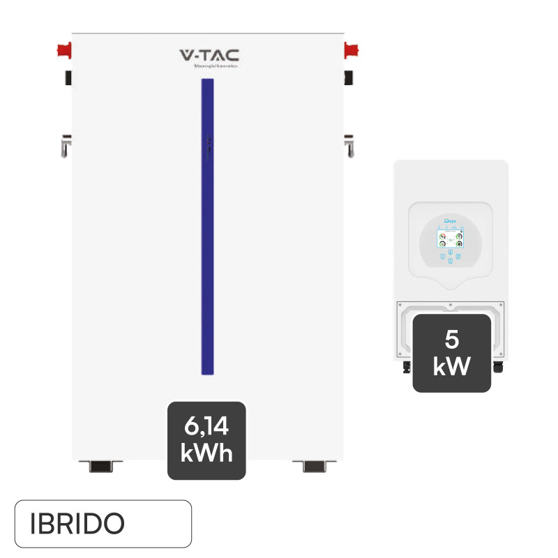 Set Inverter 5kW Monofase LCD + Batteria LiFePO4 IP65 V-Tac