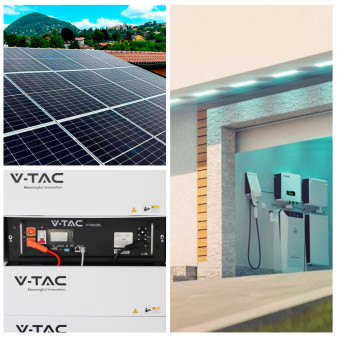 Set 12 Pannelli Solari 410W + Inverter 5kW + Batteria LiFePo4 V-Tac