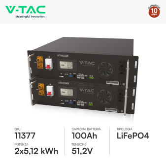 Set 12 Pannelli Solari 410W + Inverter 5kW + 2 Batterie LiFePo4 V-Tac