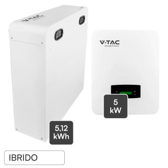 Set Inverter Monofase Ibrido 5kW + Batteria LiFePo4 5,12kWh V-Tac