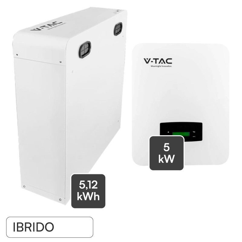 Set Inverter Monofase Ibrido 5kW + Batteria LiFePo4 5,12kWh V-Tac