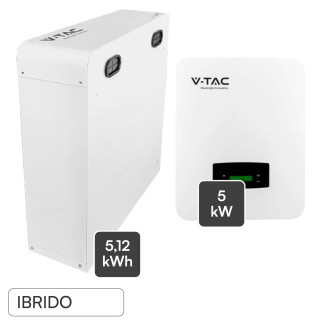 Set Inverter Monofase Ibrido 5kW + Batteria LiFePo4 5,12kWh V-Tac