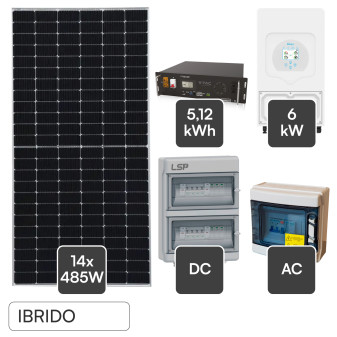 Set 14 Pannelli Solari 485W + Inverter 6kW + Batteria V-Tac
