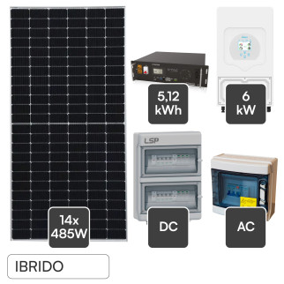 Set 14 Pannelli Solari 485W + Inverter 6kW + Batteria V-Tac