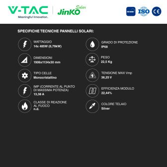 Set 14 Pannelli Solari 485W + Inverter 6kW + Batteria V-Tac