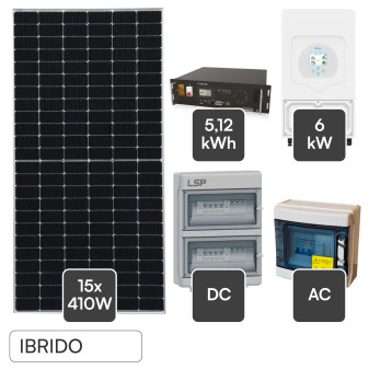 Set 15 Pannelli Solari 410W + Inverter 6kW + Batteria V-Tac