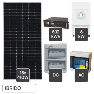 Set 15 Pannelli Solari 410W + Inverter 6kW + Batteria V-Tac