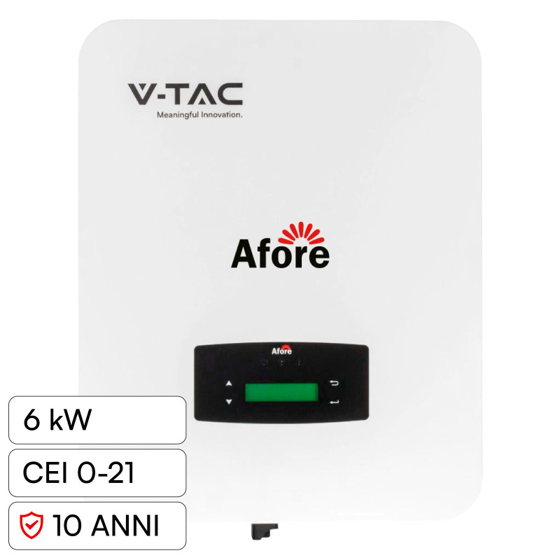 V-Tac Inverter Monofase Ibrido On-Grid / Off-Grid 6kW IP65 CEI 0-21