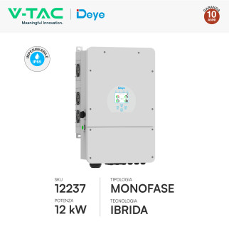 V-Tac Inverter Monofase Ibrido On-Grid / Off-Grid 12kW IP65