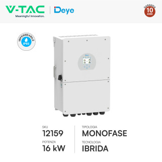V-Tac Inverter Monofase Ibrido On-Grid / Off-Grid 16kW IP65