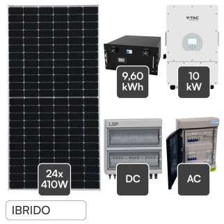 24 Pannelli Solari 410W + Inverter 10kW + Batteria V-Tac