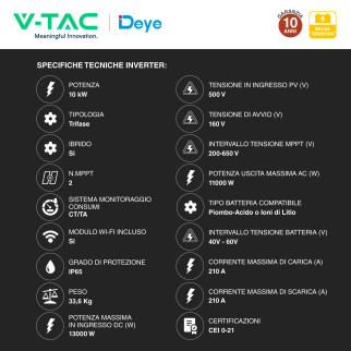 24 Pannelli Solari 410W + Inverter 10kW + Batteria V-Tac