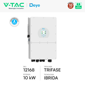 V-Tac Inverter Trifase Ibrido On-Grid / Off-Grid 10kW IP65 CEI 0-21