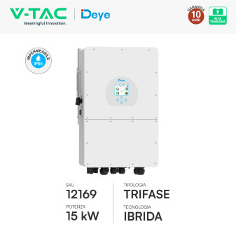 V-Tac Inverter Trifase Ibrido On-Grid / Off-Grid 15kW IP65 CEI 0-21