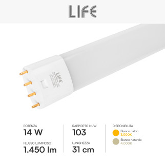 Lampada LED Tubolare SMD da 14W attacco 2G11 a 4 Pin Life