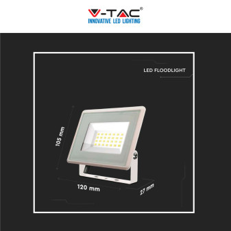 VT-4924 Faro LED Floodlight 20W SMD IP65 Colore Bianco V-Tac