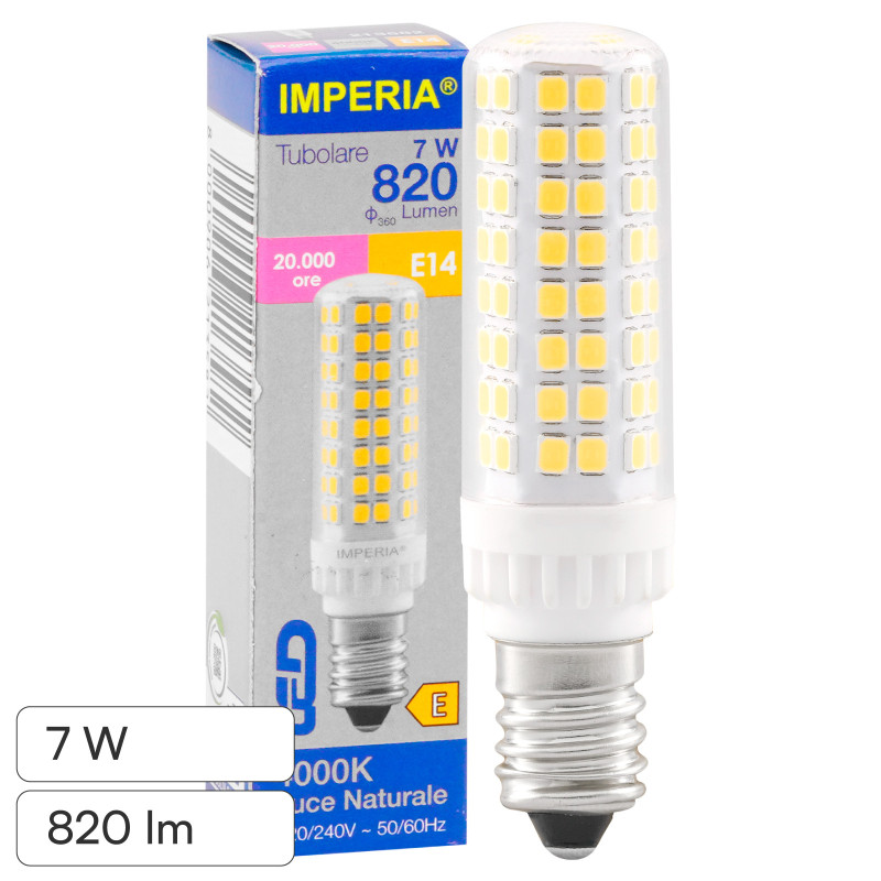 Imperia Lampadina LED E14 7W Tubolare SMD Trasparente