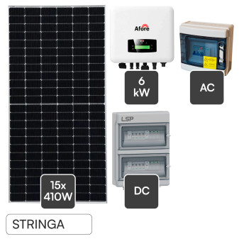 Kit 15 Pannelli Solari 410W + Inverter Monofase 6kW + Quadri DC/AC