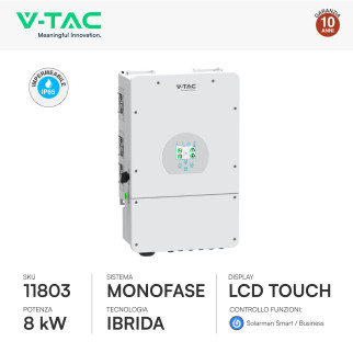 Inverter Ibrido 8kW Monofase IP65 per Pannelli Solari V-Tac