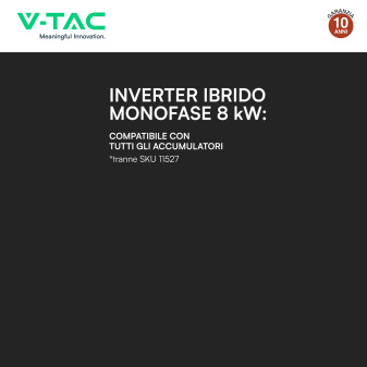 Inverter Ibrido 8kW Monofase IP65 per Pannelli Solari V-Tac