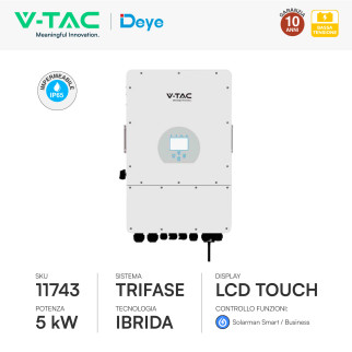 Inverter 5kW Trifase LCD IP65 Pannelli Fotovoltaici V-Tac