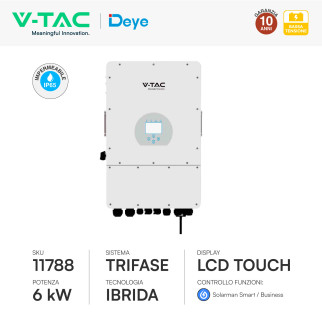 Inverter 6kW Trifase LCD IP65 Pannelli Fotovoltaici V-Tac