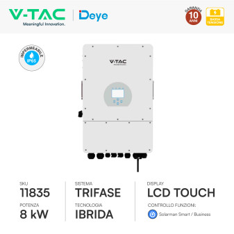 Inverter Ibrido 8kW Trifase CEI 0-21 Pannelli Fotovoltaici V-Tac