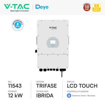 Inverter 12kW Trifase LCD IP65 Pannelli Fotovoltaici V-Tac